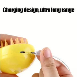 Cepillo Eléctrico 3 en 1 para Mascotas – Vapor, Masaje y Desenredo